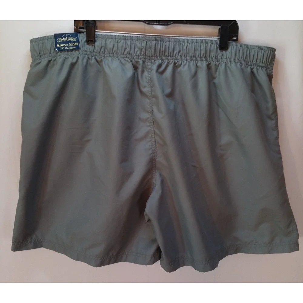 New Faded Glory Men's Above Knee Swim Trunks, 2XL 44-46, Gray